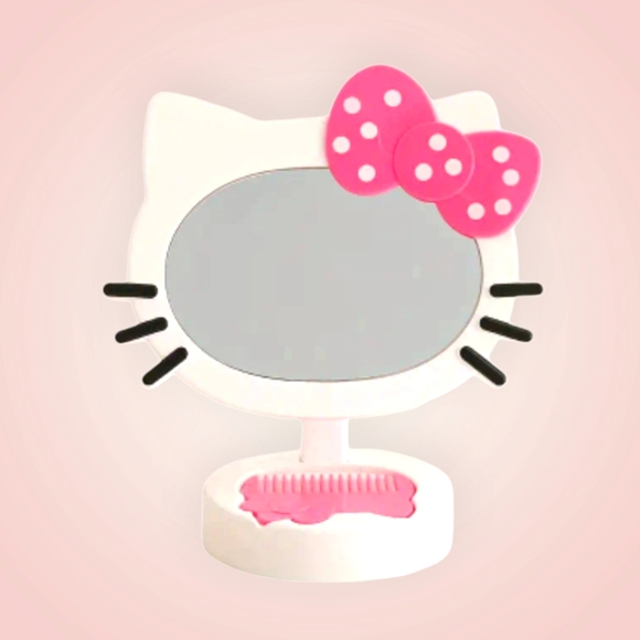 Limited Edition HELLO KITTY Deluxe 360°Swivel Rotating Vanity Mirror With Comb - Picture 4 of 13